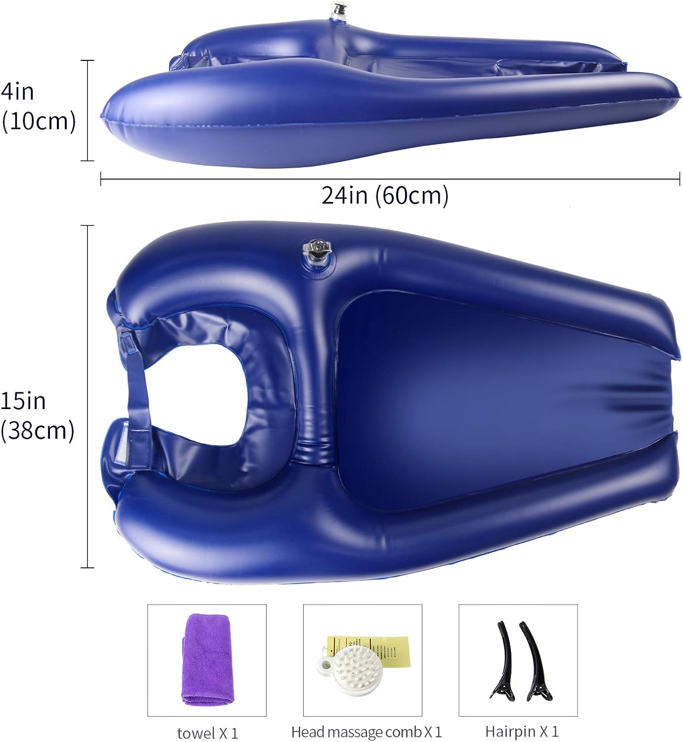 Portable Shampoo Bowl, Inflatable Hair Washing Sink Made for Handicapped, Bedridden, Kids, Seniors, Adjustable Strap, No Spills, Hair Washing Tray (Blue) : Health & Household