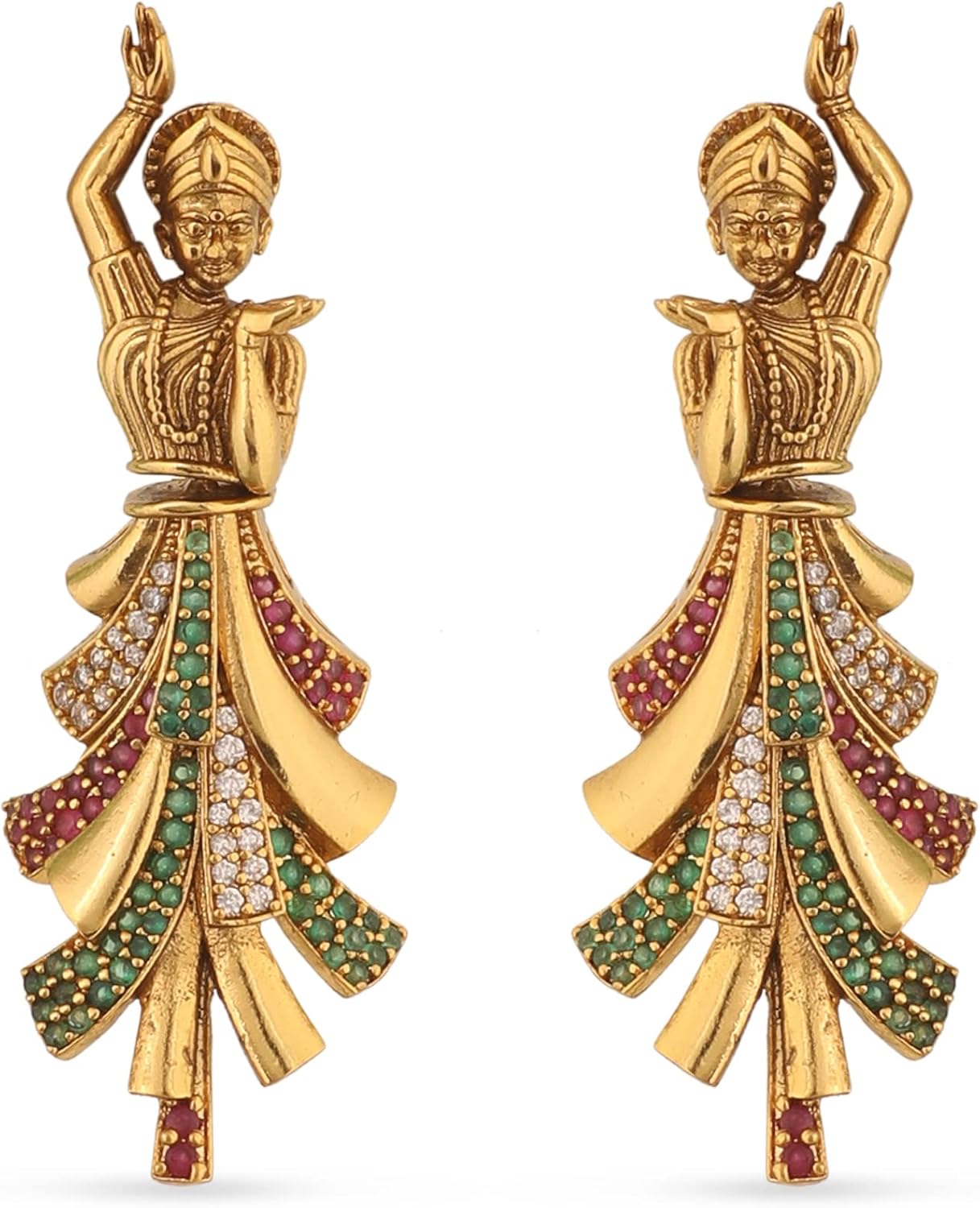 TARINIKA Antique Gold-Plated Indian Drop Earrings for Women Brass CZ Pearl Desi Jewelry Wedding Jewelry Ethnic Occasion Gift for Her