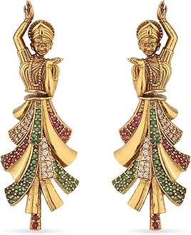 Antique Gold-Plated Indian Drop Earrings for Women Brass CZ Pearl Desi Jewelry Wedding Jewelry Ethnic Occasion Gift for Her