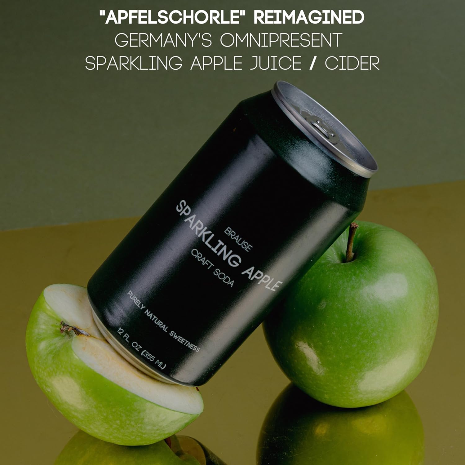 Brause Sparkling Apple German Craft Beverage - Award-Winning Premium Non-Alcoholic Champagne/Cider, Sharp Bubbles + Crisp Apples, Zero Alcohol, Purely Natural Sweetness, Clean & Honest Ingredients, Luxury Design & Feel, 12-Pack of 12oz Cans