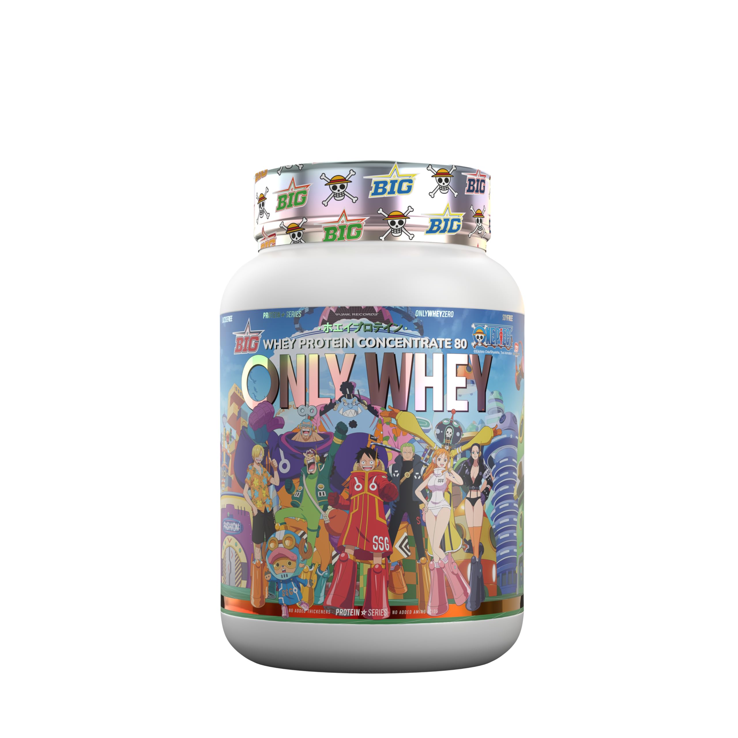 BIG - Protéine Whey One Piece - Drop édition limitée avec hologramme officiel et 12 tasses à collectionner. Whey Protein Matière première Premium pour masse musculaire (1 kg, saveur tropicale Sour
