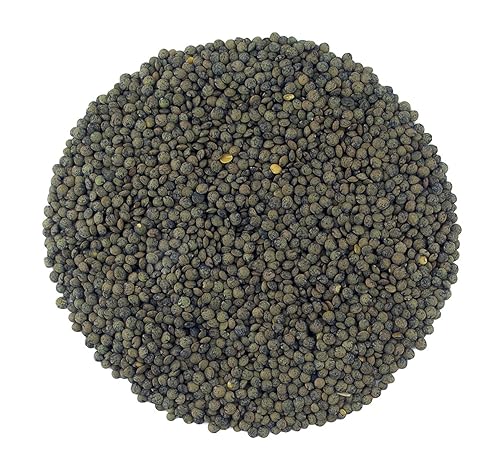 Lentejas verdes francesas orgánicas enteras crudas, de alta fibra sin OMG a granel (5 libras)