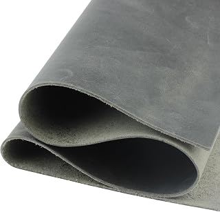 Toprank Genuine Leather Sheets for Crafts 6"X12" Precut Full Grain Leather Tooling Leather (1.6mm) Cowhide Leather Pieces Square, Gray