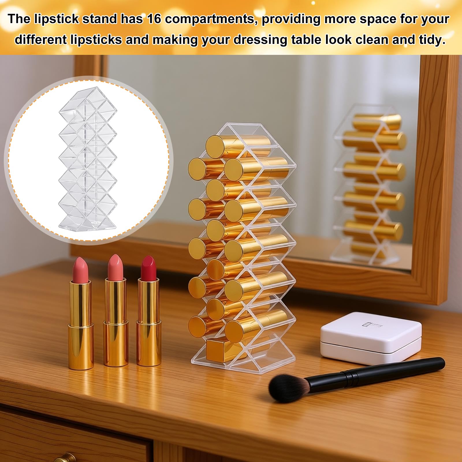 2 Stück Lippenstift Organizer 32 Fächer Lipgloss Halter Acryl Transparent Fisch Design Kosmetik Organizer Lipstick Organizer Aufbewahrung Make-up Organizer für Schminktisch Bad Büro Zubehör