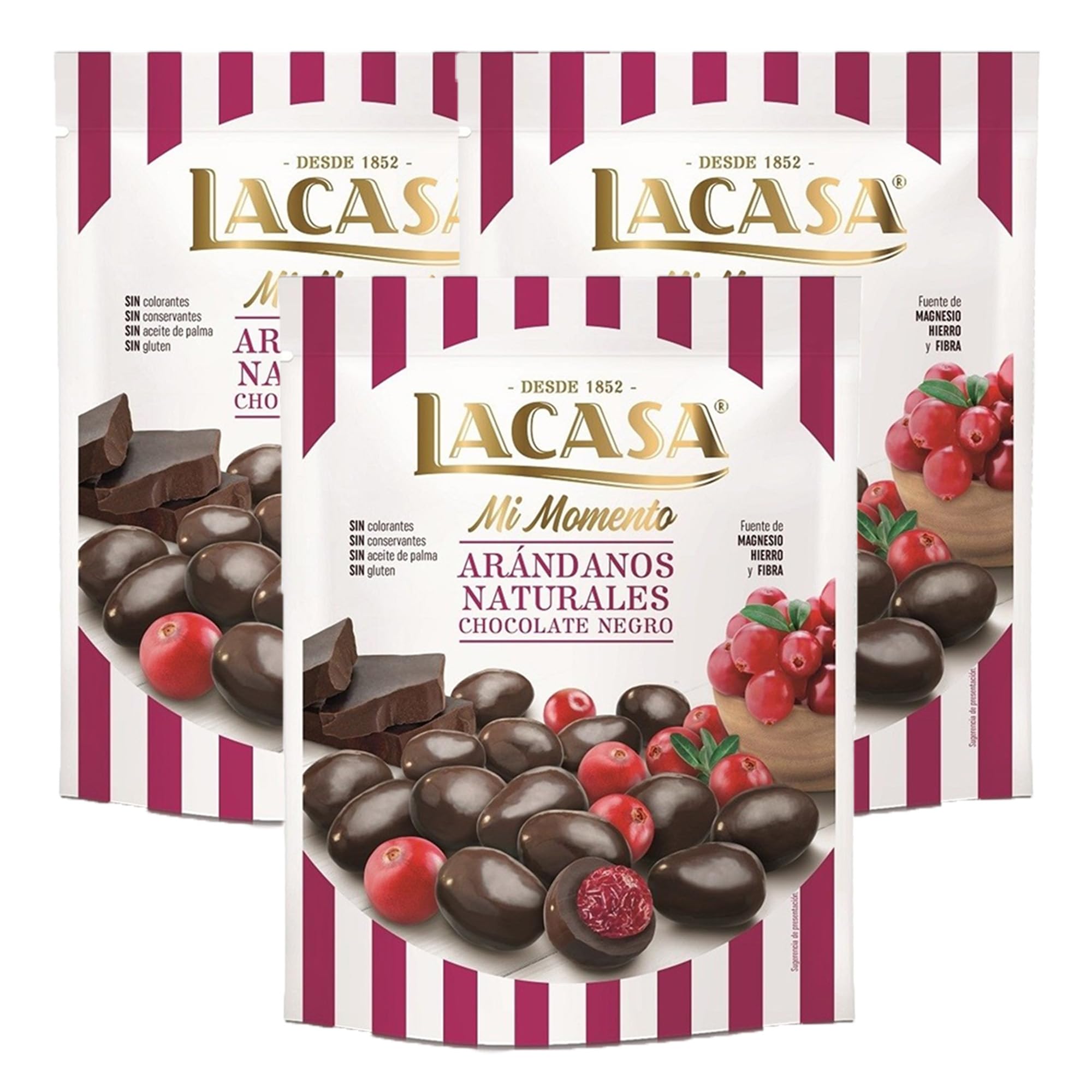 Lacasa Lote de 3x Bolsitas Mi Momento Arándanos con Chocolate negro 125G