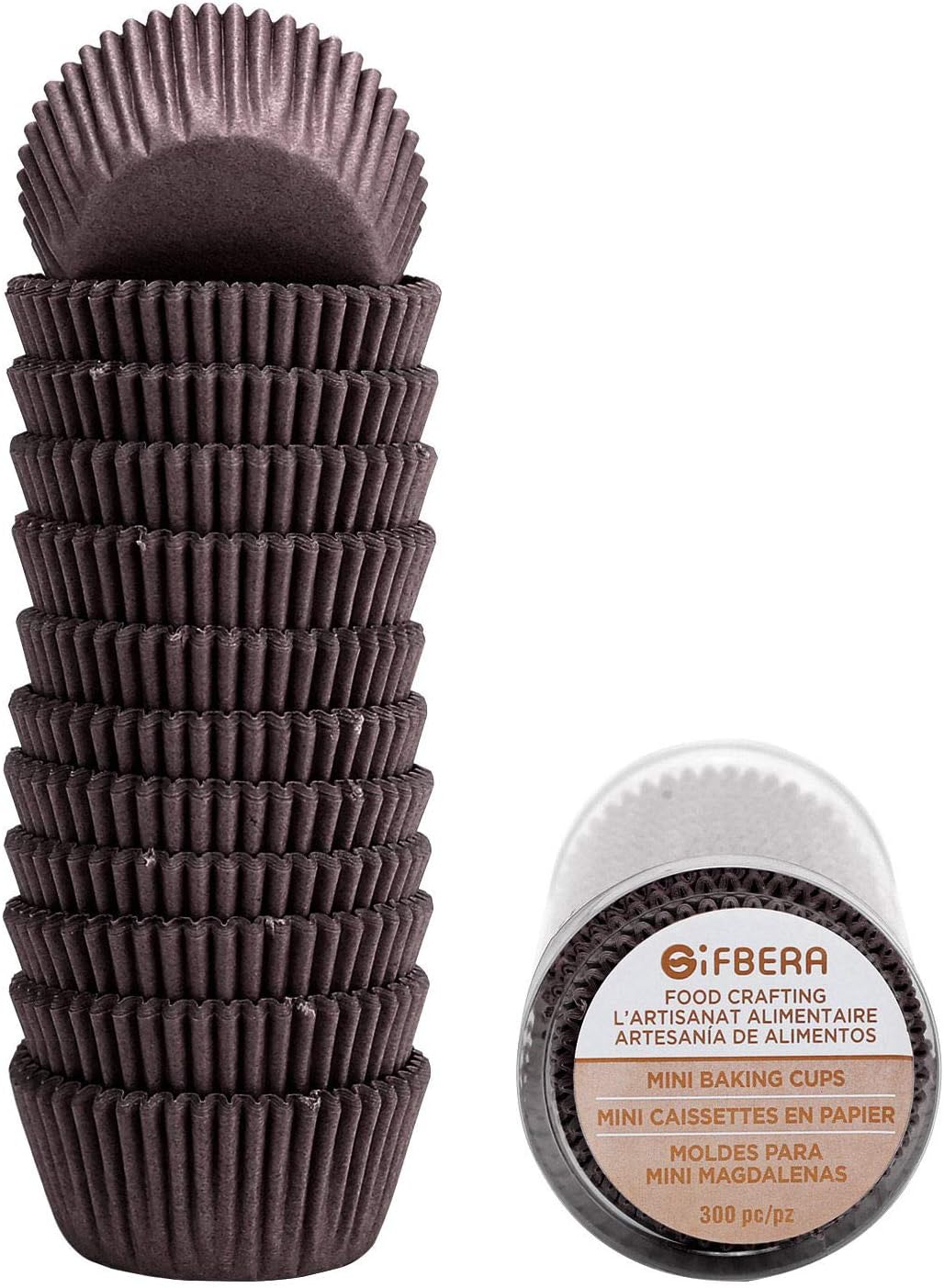 Gifbera Swedish Paper Muffin Baking Cups Brown Mini Cupcake Liners 300-Count, Coffee Color