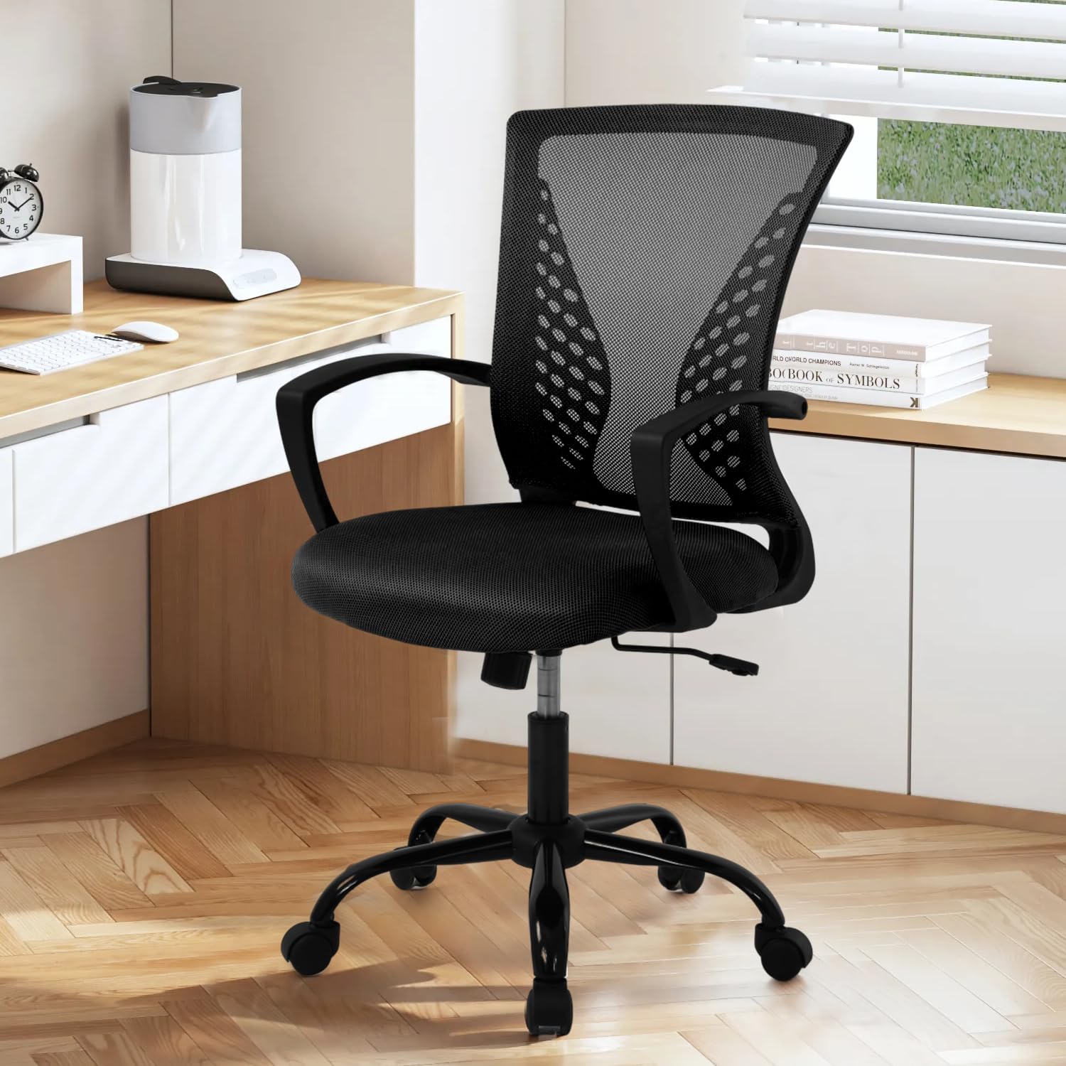 Mesh Office Chair with Wheels Mid-Back Ergonomic Desk Chair with Arms Lumbar Support Comfortable Computer Chair Office Chairs