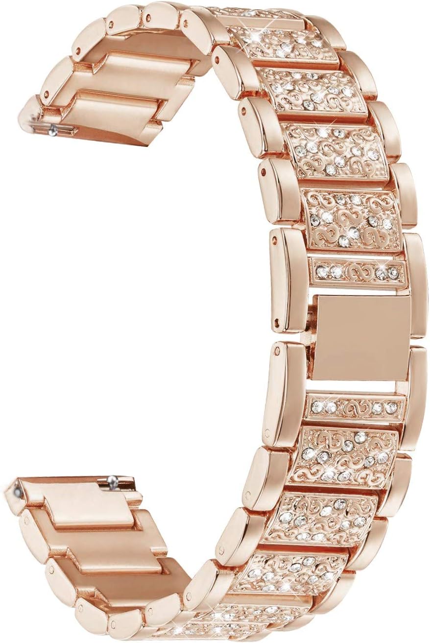 Watch Band for Fossil Women's Gen 5E 42mm / Women's Gen 6, 18mm Lightweight Alloy Metal Bling Crystal Quick Release Wristband Strap for Fossil Q Venture Gen 4/3,Women's Sport