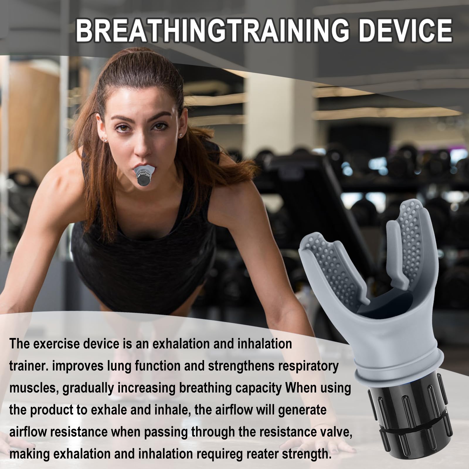 Respiratore Allenamento, Espansore Polmonare di Respirazione, Esercizio Respiratorio per Polmoni, Respiratore Spirometro Aumenta la Forza Respiratoria per Terapia Respiratoria (Grigio)