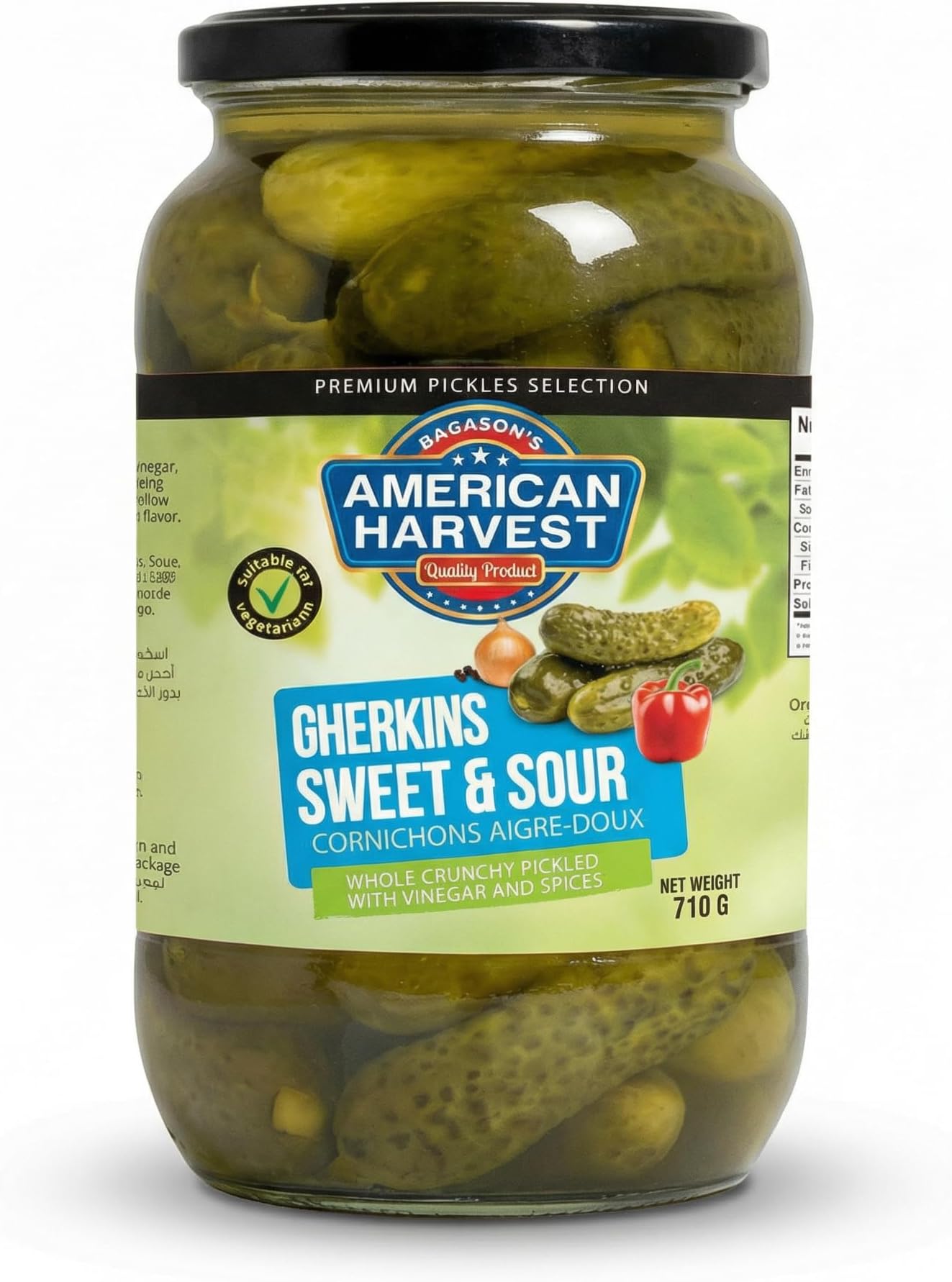American Harvest Whole Dill Pickle Gherkins | Sweet & Sour Length 6-9cm | 710g