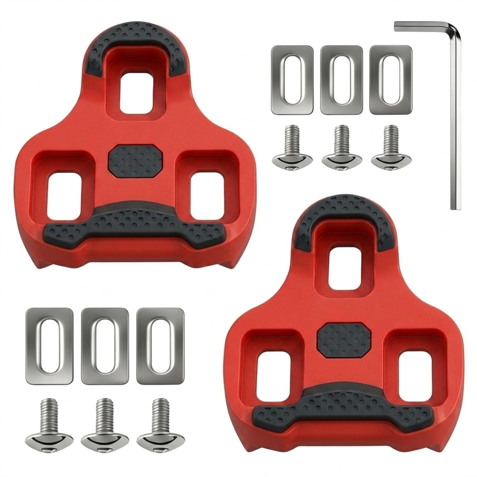 Road Bike Cleats Compatible with Look KEO Pedal Systems, 9° Float Cycling Cleats with Anti-Slip TPU Grip, Lightweight Bicycle Cleat Set for Indoor Spin and Outdoor Road Cycling