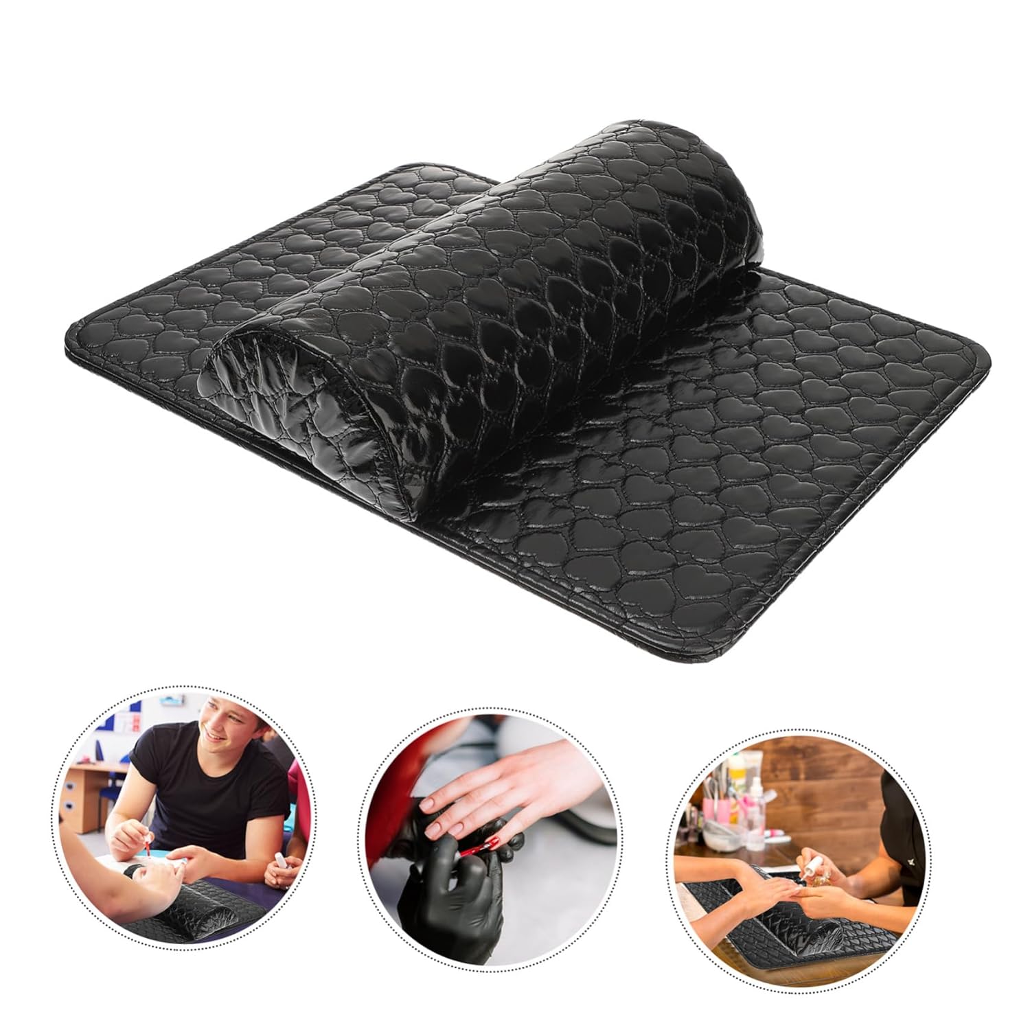 1set Pu Leather Nail Art Hand Rest Cushion Pillow for Comfortable Manicure Black Wrist Pad for Nail Technicians and Home Use