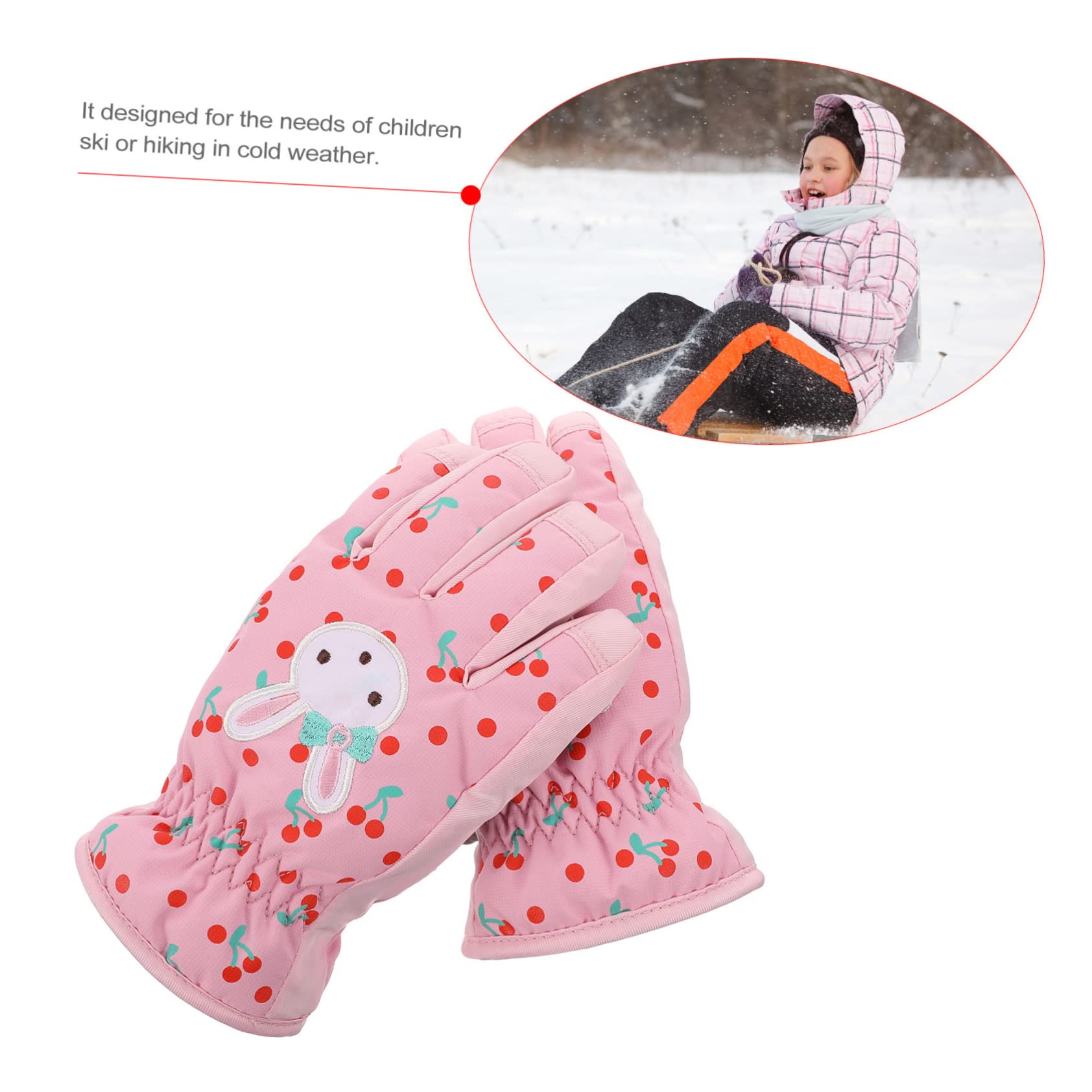 PACKOVE 3paare wasserdichte Und Winddichte Skihandschuhe Für Mädchen Warme Elastische Winterhandschuhe Mit Manschetten Und Rutschfester Handfläche Für Und Outdoor-aktivitäten Rosa