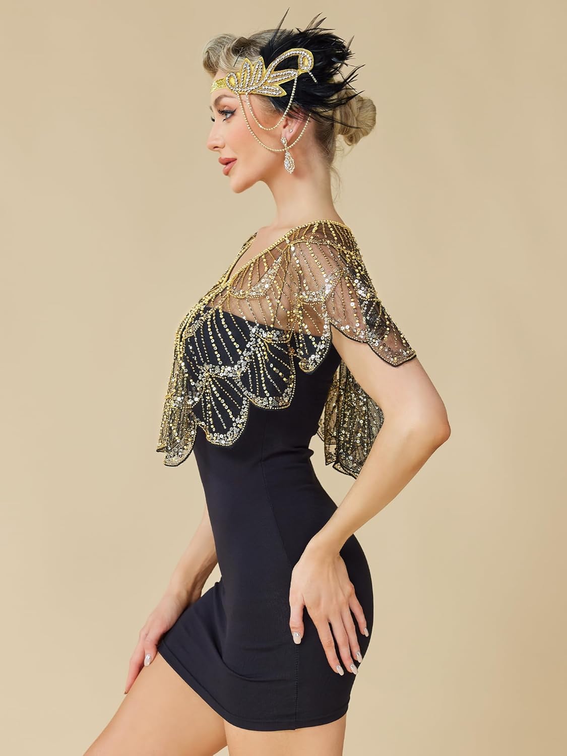 1920s Shawl Wraps for Women, Sequin Beaded Shawls and Wraps for Evening Dresses Party - Image 3