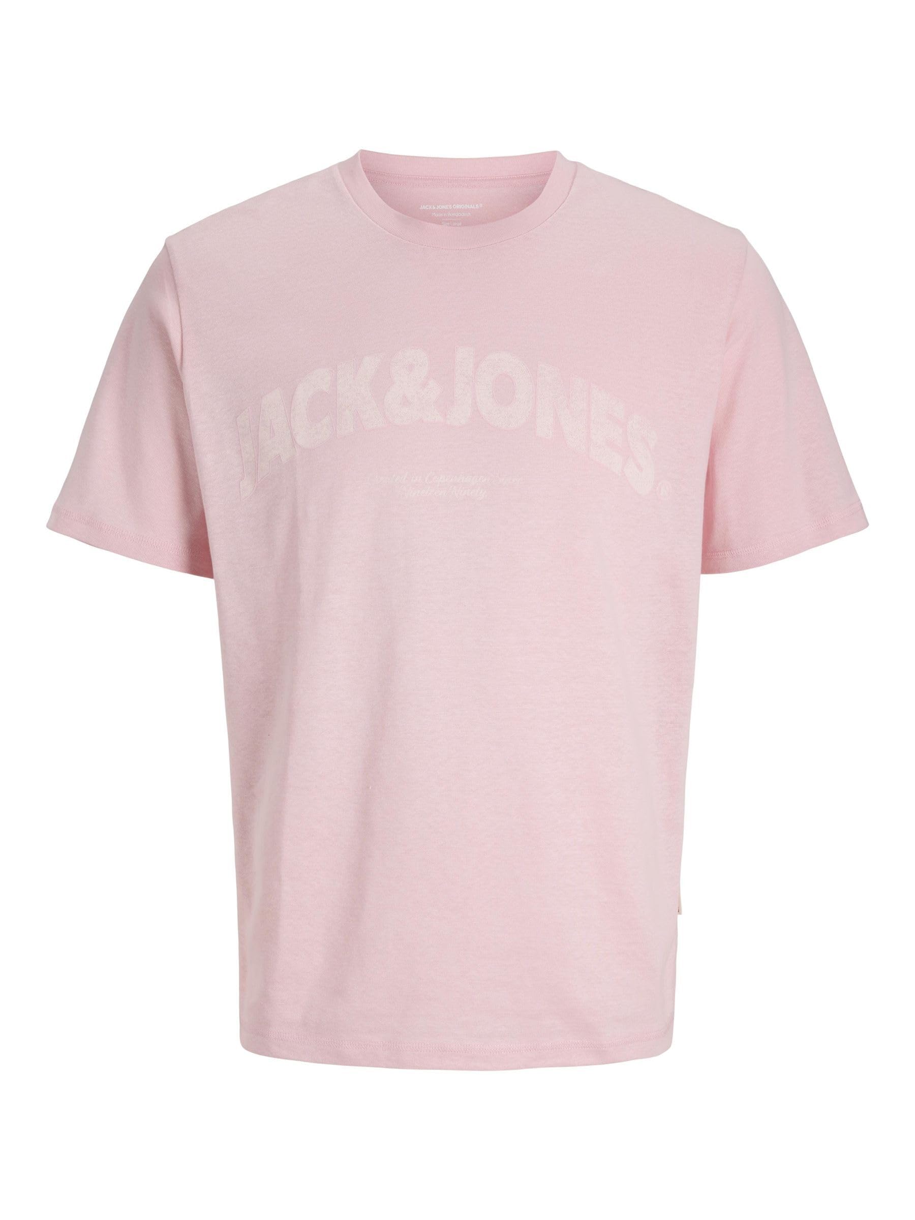 JACK & JONES Men's Joralmeria Bold Branding Tee Ss Cn, Tickled Pink, S