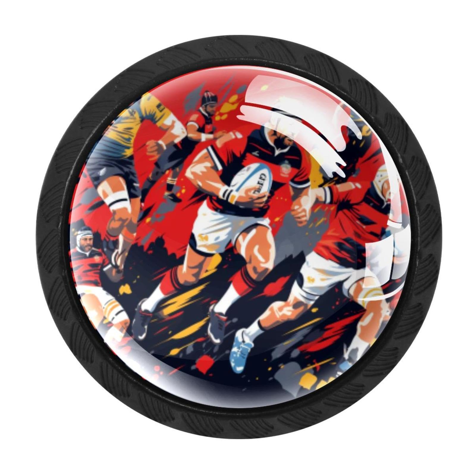 Chenzzzz Multicolored 03 4 Pack Cabinet Handles Black Rugby Football Cabinet Knobs Draw