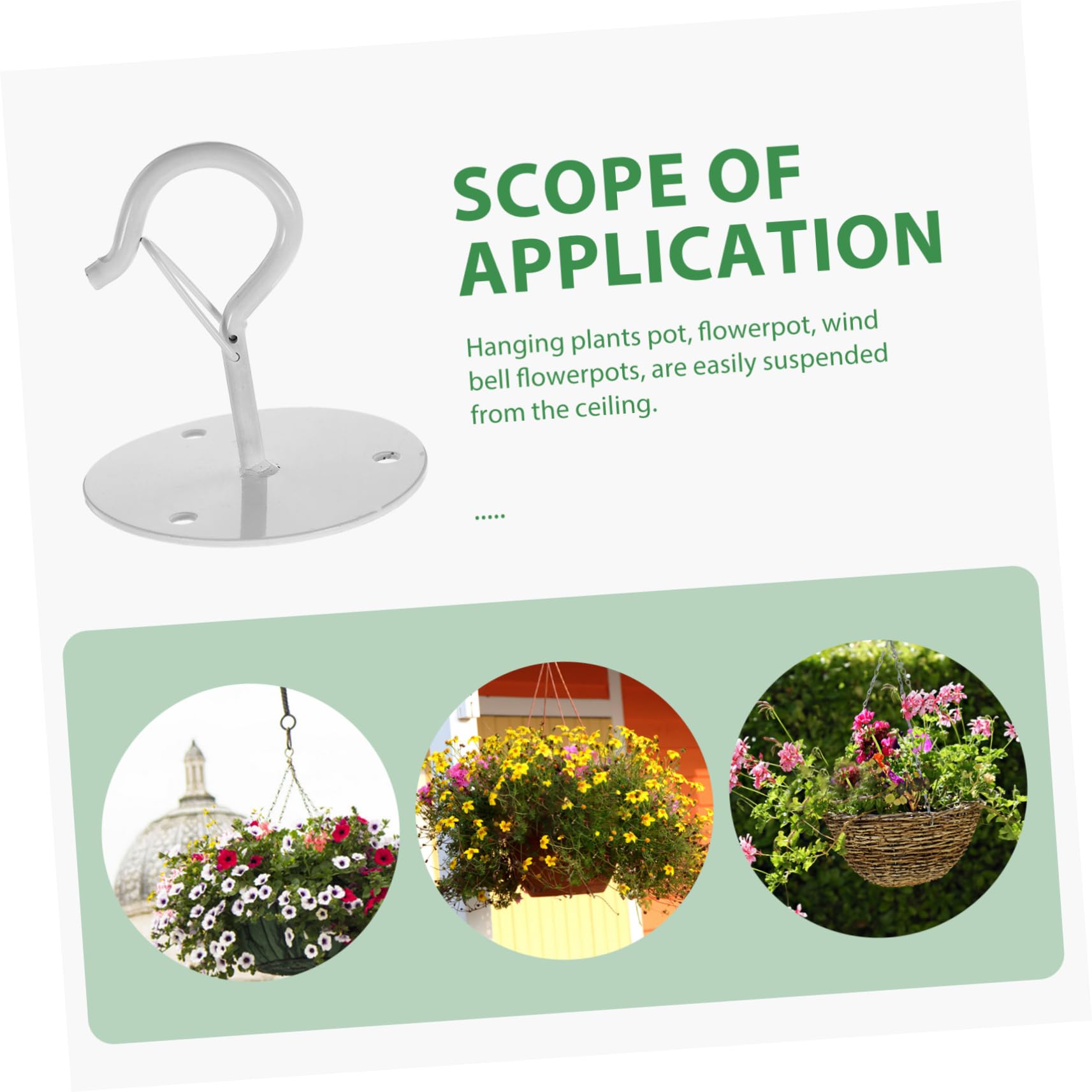 Kisangel 5 Ensembles Crochet Pour Plantes De Plafond Cintres Pour Plantes En Plein Air Crochets De Plafond Pour Suspensions Crochets De Jardinière Blanche Acier Carbone 2 Pièces * 5