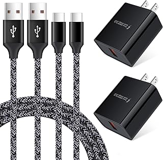 Type C Fast Charger for Moto G Pure/G Stylus 5G 2022/G 5G 2022/G Power 2021/G Play 2023/2021/One 5G Ace/G200/G Fast/G8/G7 Play/Z4,18W Quick Charge 3.0 Rapid Wall Charger Adapter+2PC 6ft USB C Cable