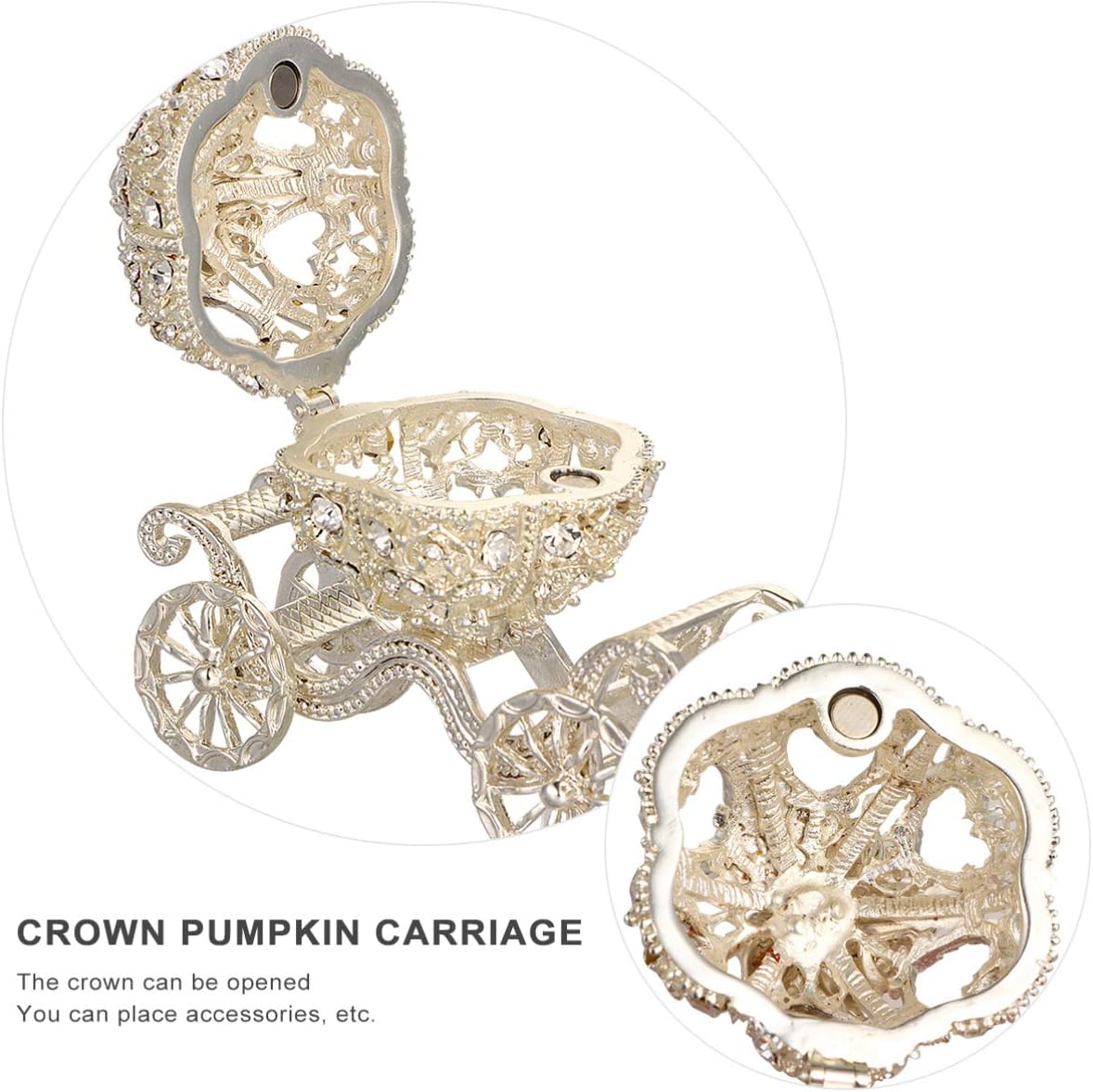 PATKAW Pumpkin Carriage Rhinestones Box 1 Pc 8x7.5x5cm Rhinestone Crystal Pumpkin Carriage Trinket Boxes Jewelry Box Jewelry Display Holder Organizer Ornament Christmas Gift - Image 3