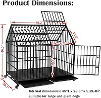 Vista 6 de Jaula indestructible para perros de 50 pulgadas, resistente y resistente, de acero de alto impacto contra la ansiedad, jaula resistente y duradera