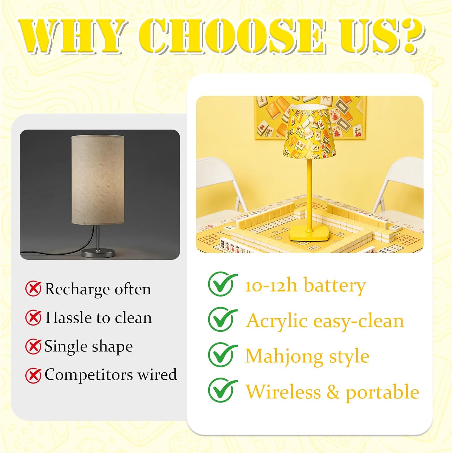 Mahjong Table Lamps,Cordless Small Lamp 4 Colors Smooth Dimming Mahjong Gift for Lovers for Home/Bedroom/Dinner/Desk/Cafe/Dining Room