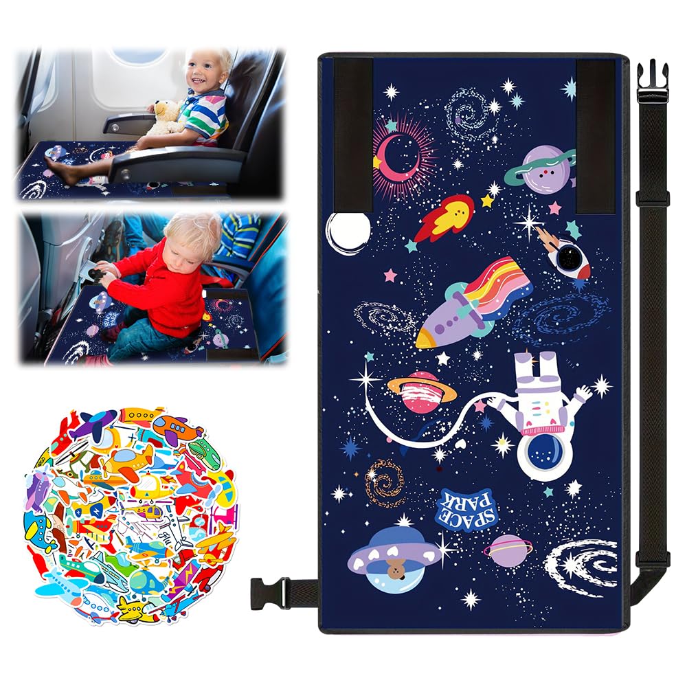 Letto a forma di aeroplano, letto per bambini, con design antiscivolo e adesivi, letto per bambini, estensore per sedile aereo, essenziale da viaggio per bambini (blu)