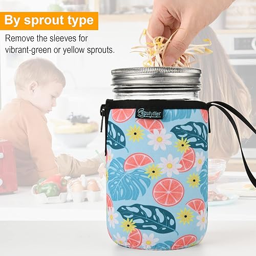 Vista 13 de Beautyflier Mason Jars - Frascos de boca ancha de 32 onzas, con boca regular, aisladores, enfriadores de vidrio para beber, frascos de brote, manga