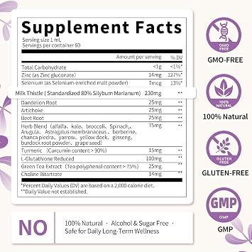 MABEFY Milk Thistle Liquid Drops 2 Pack Liver Support Supplement with 80% Silymarin, Artichoke Leaf, Dandelion Root & Glutathione Antioxidant Support Vegan, Non-GMO, 4 Fl Oz