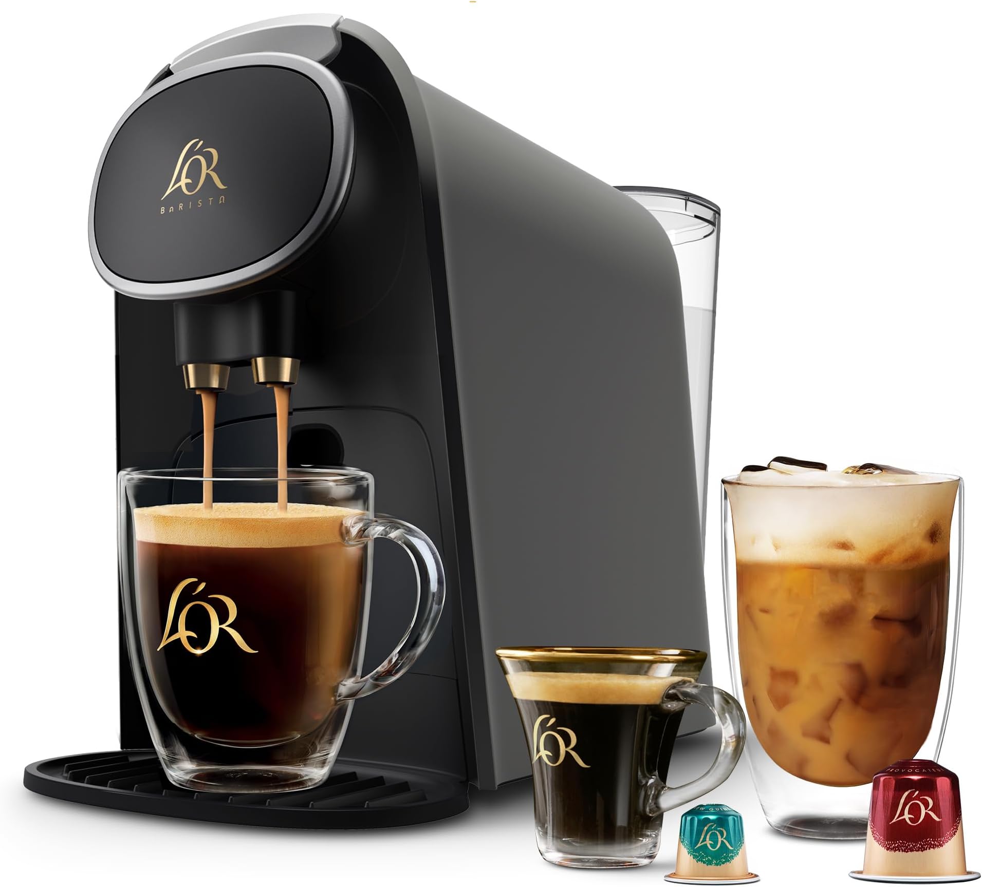 L'OR BARISTA Coffee & Espresso System - Cashmere Grey with Brushed Silver Accents