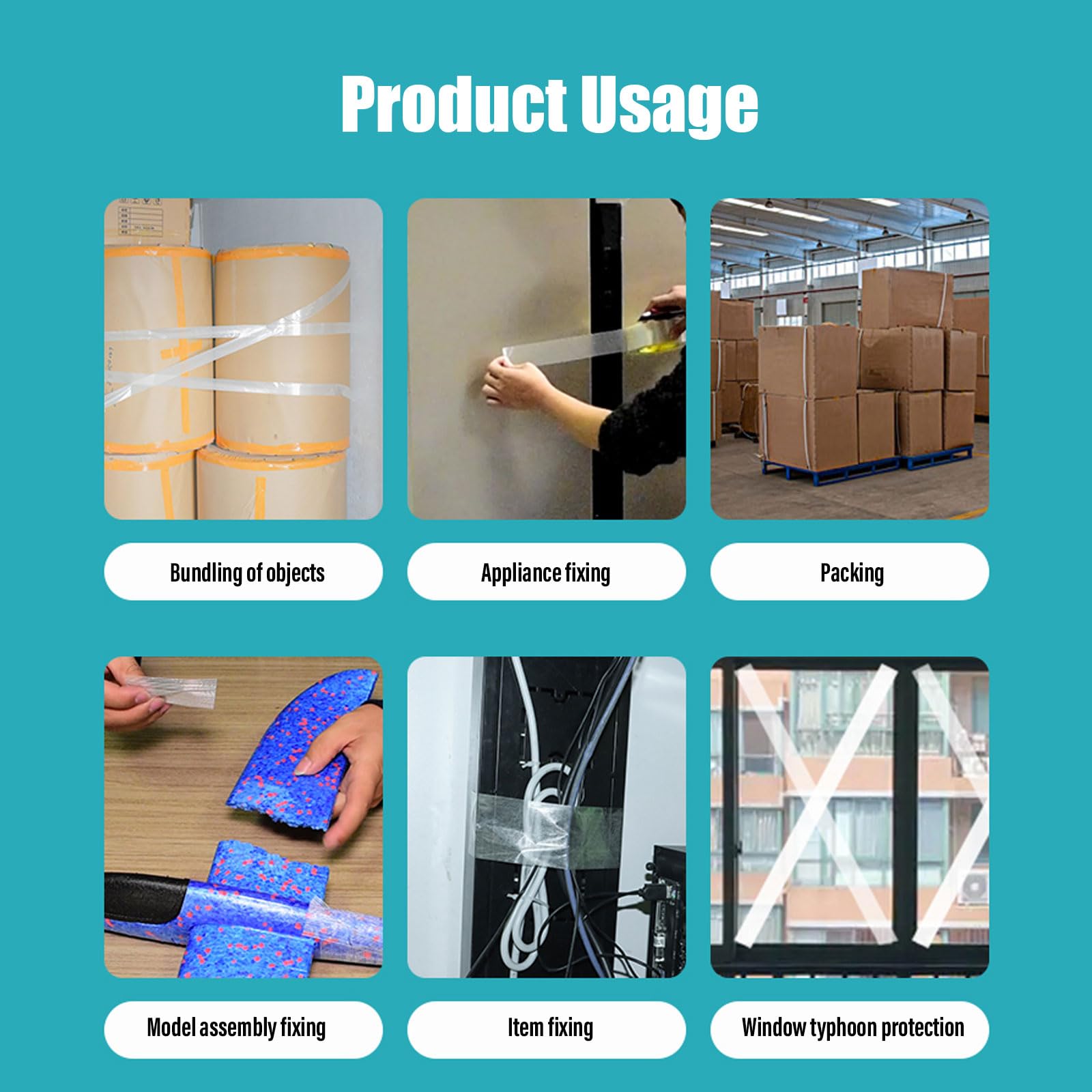 BNPHSIN 1 Roll Cricket Bat Tape, Extra Strong Cross weave Reinforced Tape, Transparent Bi-Directional Filament Strapping Tape, Duct bundling tape (20mm Width,50m Length) - Image 4