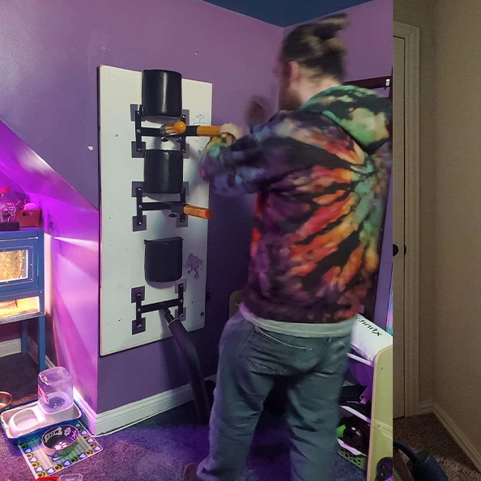 Blazea Wing Chun Dummy Wall Kung Fu Training Equipment, Wing Chun Martial Arts Training Target, Space Saving Wooden Man Pile Alternative, Spring Arms Tai Chi Dummy