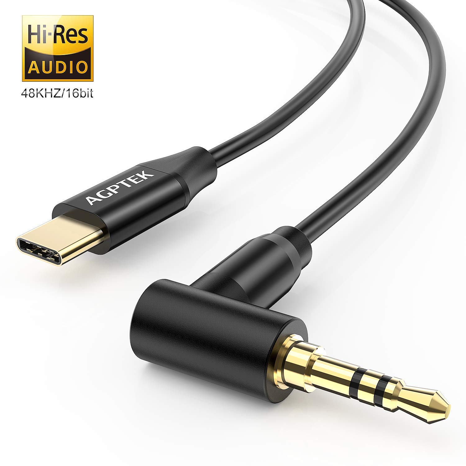 AGPTEK USB C to 3.5mm Audio Cable, Type C to 3.5mm Male Car Aux Adapter Cord for Car/Home Stereo for Google Pixel 3/2/XL, Huawei, Xiaomi, Moto Z, Essential Ph-1,iPad pro and More(Black)