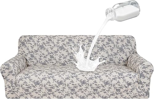 ALIECOM Funda impermeable 100% impermeable para sofá de 3 plazas, apta para mascotas, lavable para perros, funda elástica con estampado, protector