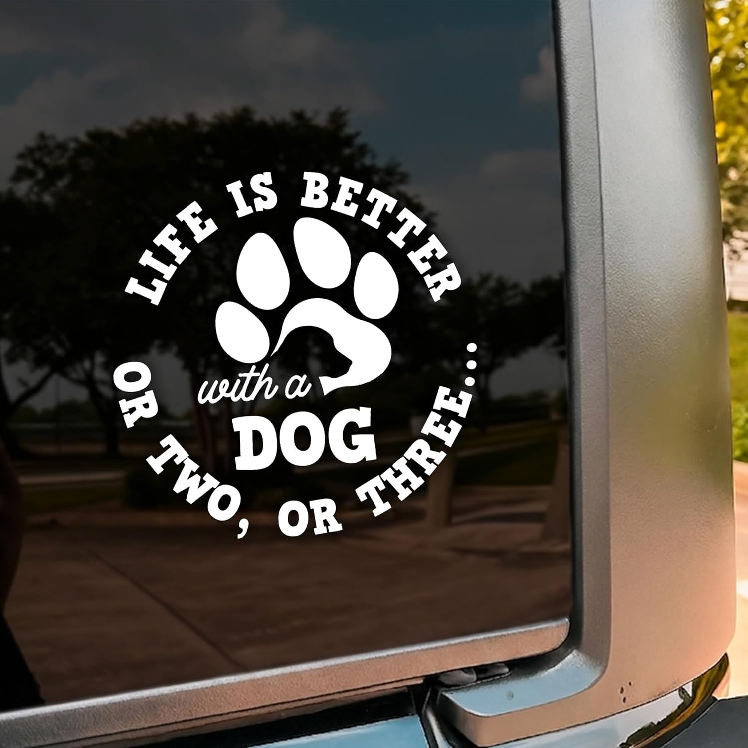 Life Is Better With A Dog Car Decal, Funny Dog Paws, Dog Lover, Cute Animal, Pet Meme Decals, Vinyl Waterproof 8 inch Bumper Sticker for Trucks Window, Car Accessories Decorations Gifts for Friend Mom