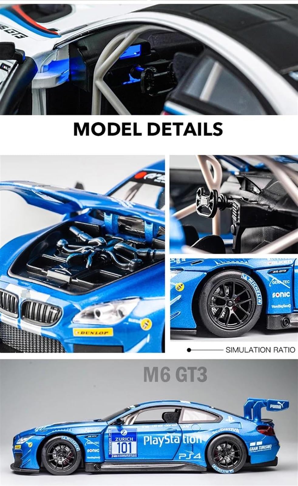 (最終値下げ)BMW M4　ダイキャストモデルカー 1:24 1:24 BMW M4 GT3 合金スポーツカーモデルダイキャストメタル