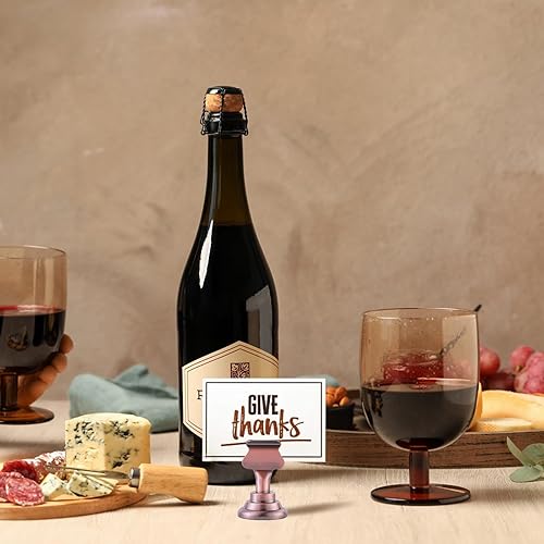 Miniatura 7 de Urban Deco Paquete de 16 soportes para tarjetas de número y lugar de mesa, soportes de acero de 1.7 pulgadas para fotos, letreros de alimentos, Cobre