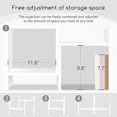 Miniatura 5 de Jerry & Maggie - Organizador de escritorio para oficina, estante de madera ajustable Estilo libre doble H pantalla Estante de pie natural