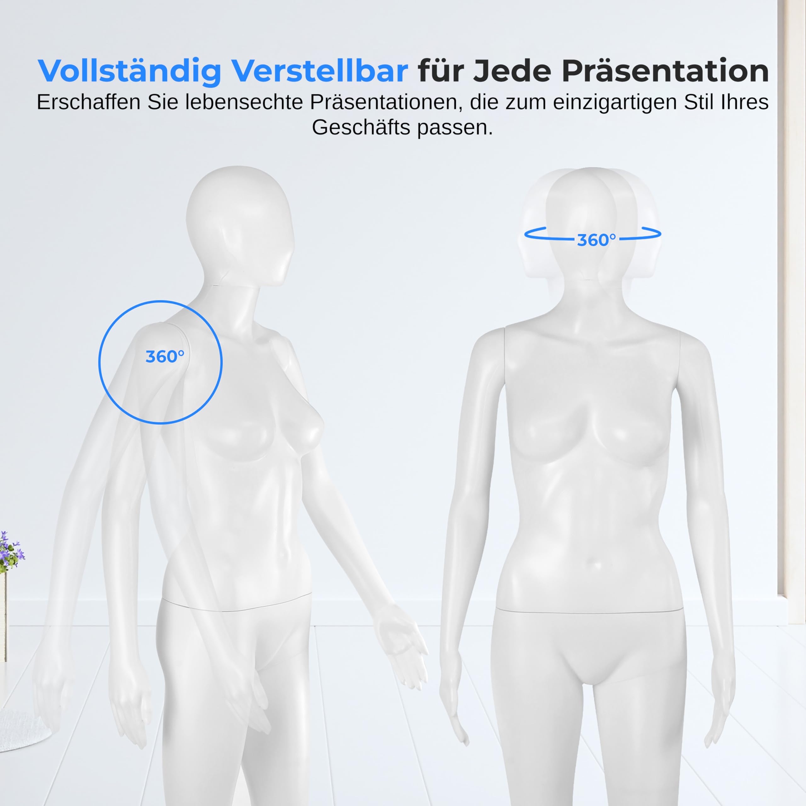 SereneLife Damen-Puppenmodell, 175 cm hoch, Mit verstellbarem Kopf, Flexiblen Extremitäten und abnehmbarem Design, Perfekt für Bekleidungsgeschäfte, Boutiquen, Ausstellungen und mehr