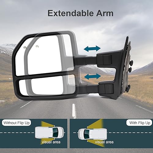 Miniatura 5 de Espejos de remolque aptos para 1999 2000 2001 2002 2003 2004 2005 2006 2007 F250 F350 F450 F550 Ford Super Duty Luz de señal de giro lámpara