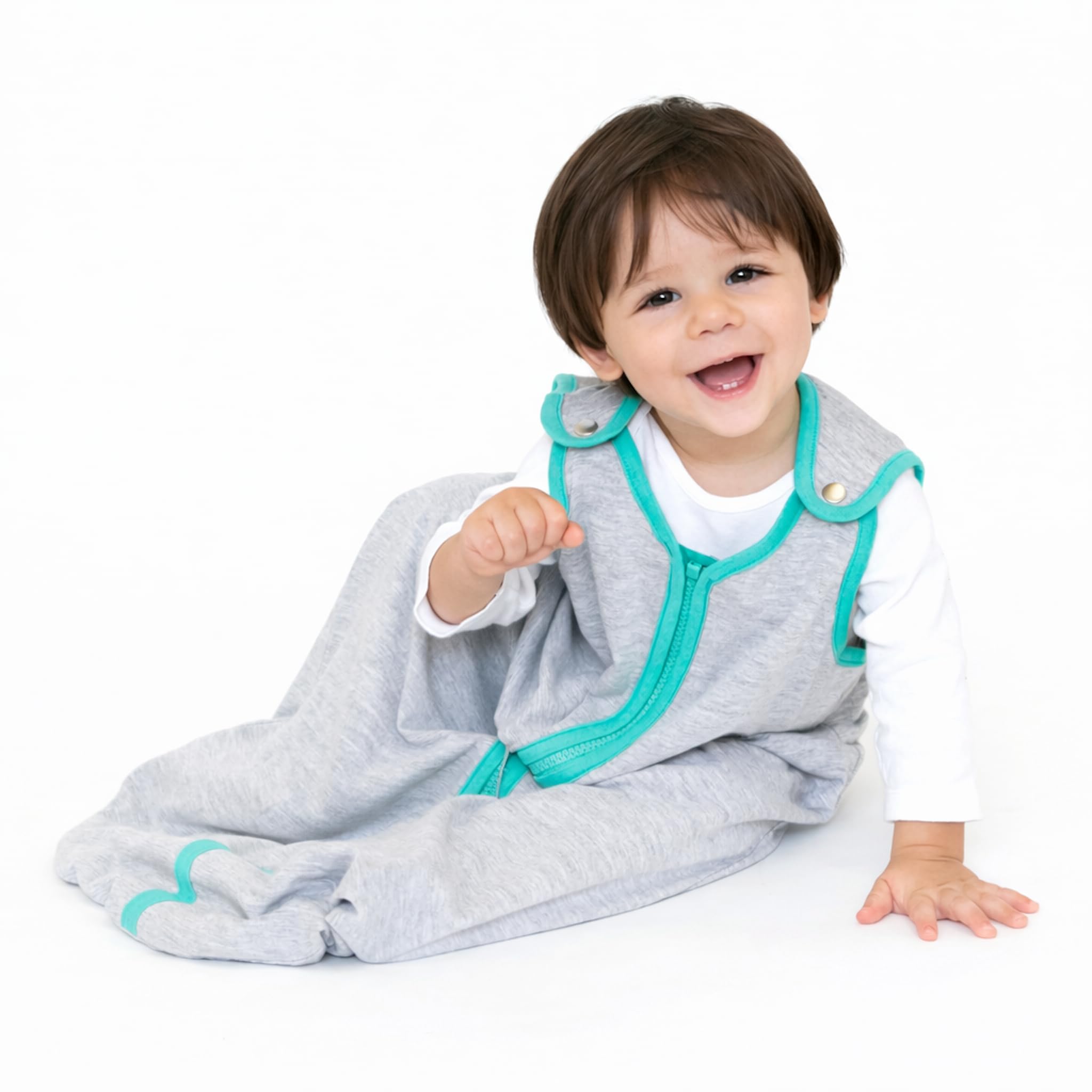 Nido de bebé Deedee Sleep Lite bebé Saco de dormir gris Heather Gray/Teal Talla:L (18-36 Months)