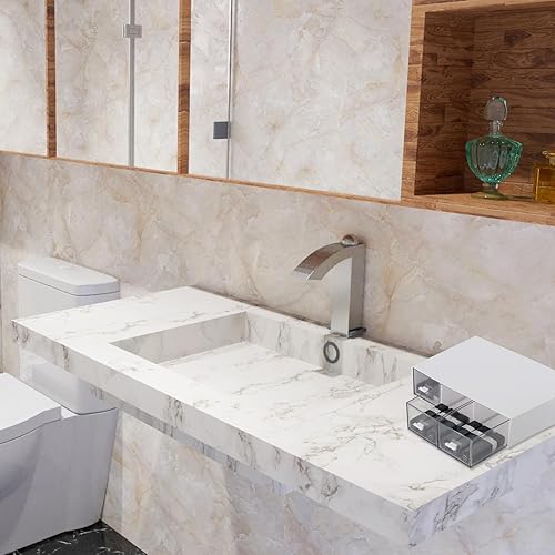 Miniatura 7 de CertBuy Paquete de 2 organizadores de escritorio, cajones de almacenamiento apilables con 6 compartimentos, almacenamiento de maquillaje de plástico