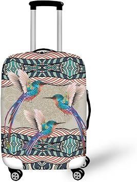 Ystardream Boho Hummingbird 30 Inch Travel Luggage Cover, Washable Suitcase Protector, Anti-Scratch, Fits 25-28 Inch Luggage, Multi-Colored, Scratch Resistant