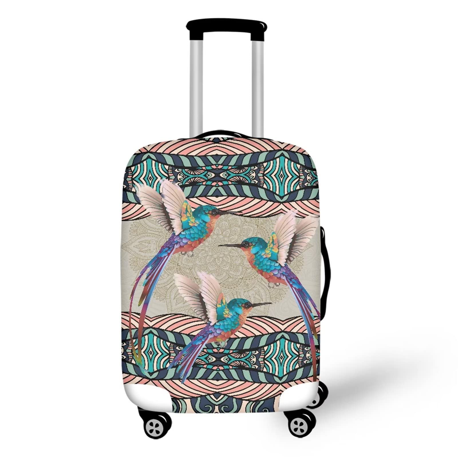 Ystardream Boho Hummingbird 20 Inch Luggage Cover, Washable Suitcase Protector, Anti-scratch, Fits 22-24 Inch Luggage, Multi-colored