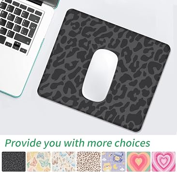 Seorsok Black Leopard Mouse Pad,Mouse Mat Square Waterproof Mouse Pad Non-Slip Rubber Base Mouse Pads for Office Laptop,9.5x7.8x0.12 Inch
