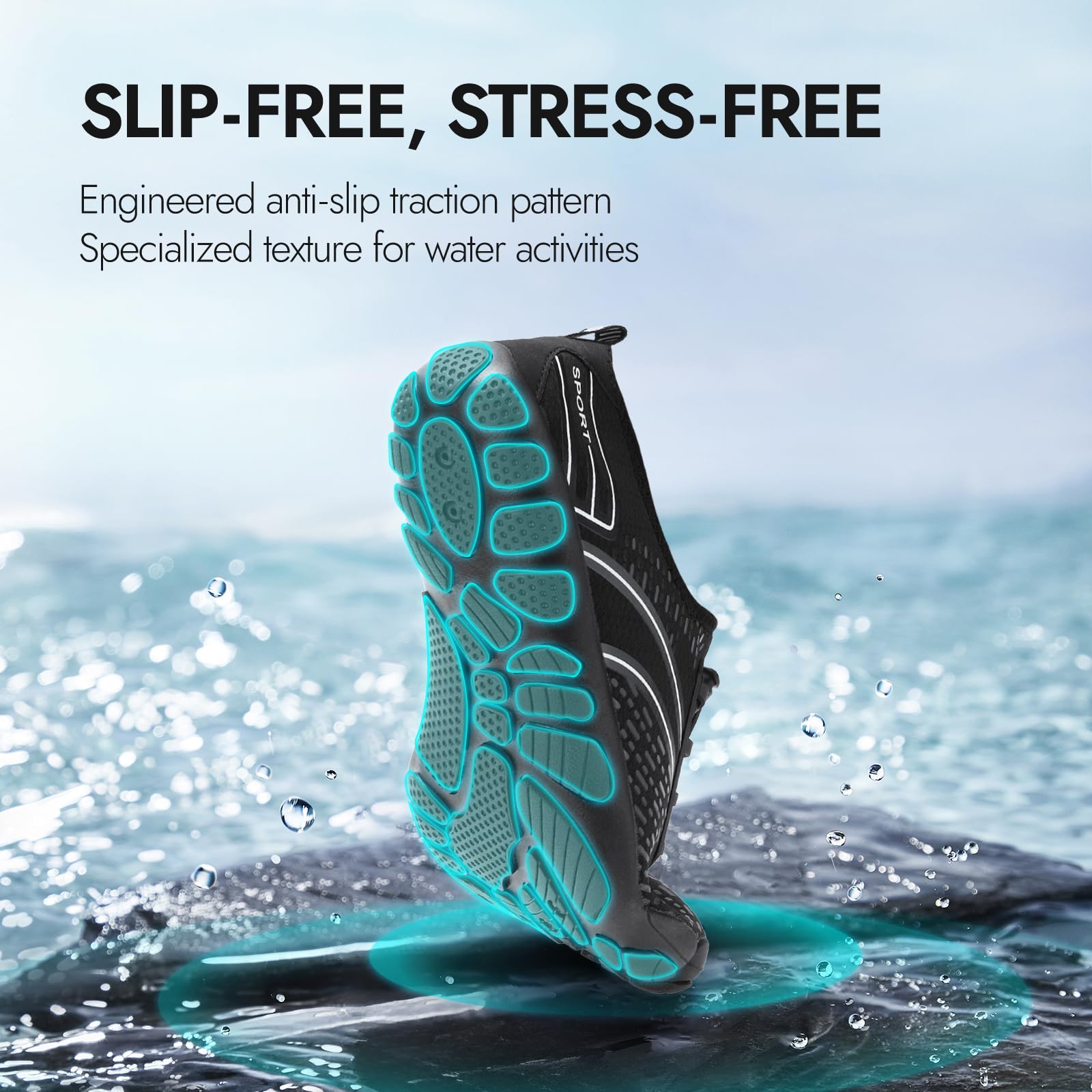ATHMILE Zapatos acuáticos para senderismo y hombre descalzos para mujer, playa, natación, piscina, río, secado rápido, atléticos, puntera ancha, deportes al aire libre, kayak, barco, escalada, yoga