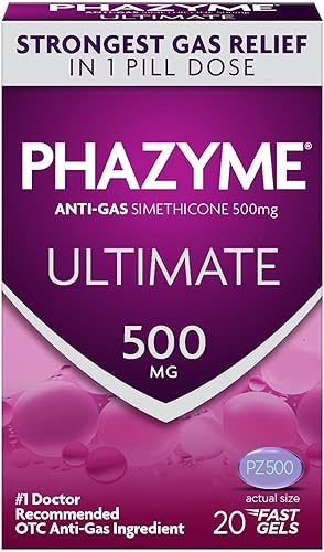 Miniatura 1 de Phazyme El alivio de la hinchazón de gas definitivo funciona en minutos 500 mg de geles rápidos de Simeticona, 20 unidades
