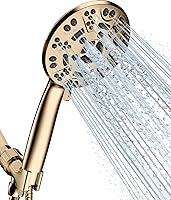 Vista 1 de Cobbe - Cabezal de ducha de 8 funciones con soporte de mano, juego de cabezal de ducha de alta presión con manguera, soporte ajustable y arandelas