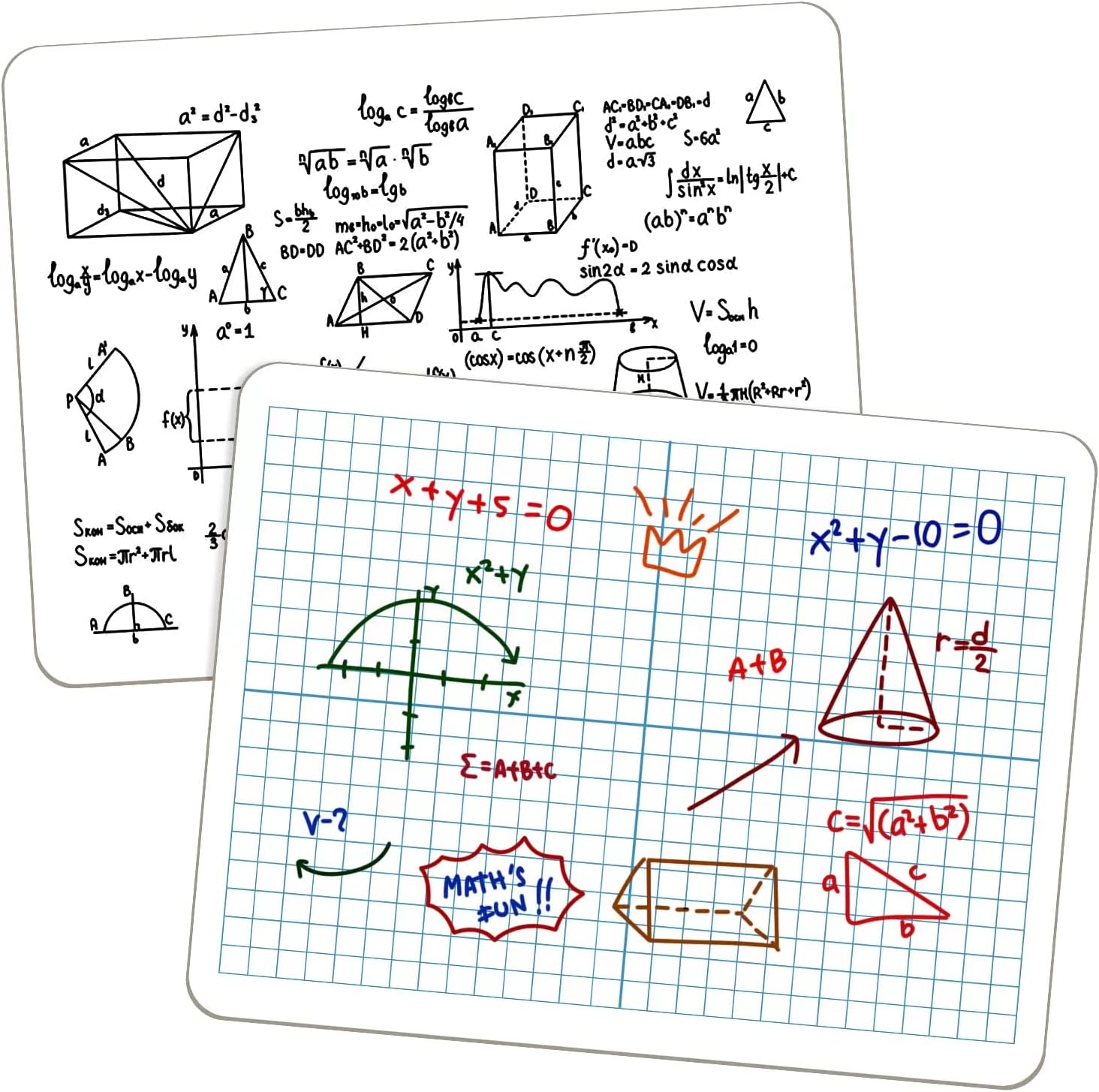 XY Axis Graph Dry Erase Board, 9" x 12" Double-Sided Coordinate Grid Whiteboard, Math Manipulatives for Students, Classroom and Home, Small Dry Erase White Board
