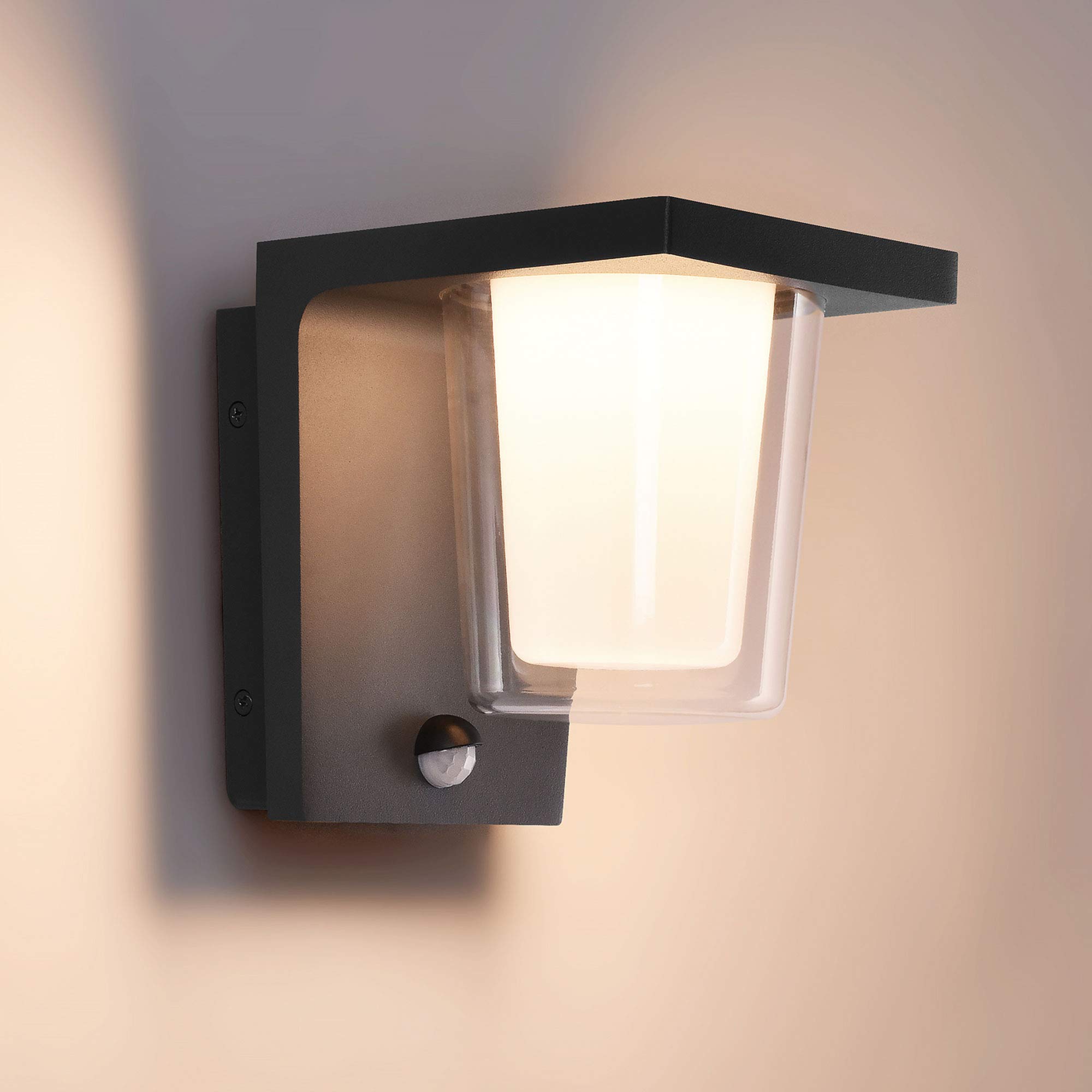Maxkomfort LED Aussenleuchten Bewegungsmelder Wandleuchte Wandlampe Flurleuchte 13,5W Anthrazit modern IP44 18204A1 UMAX