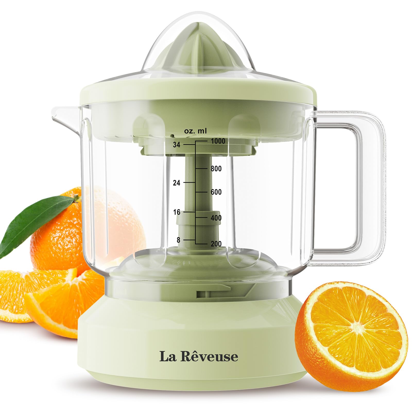 La Reveuse 34 oz Electric Citrus Juicer for Grapefruit Orange Lemon Lime Juice, 40W, Grayish Yellow